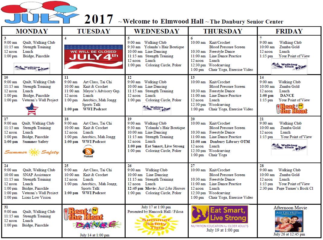 Elmwood Hall Calendar Danbury Senior Resources