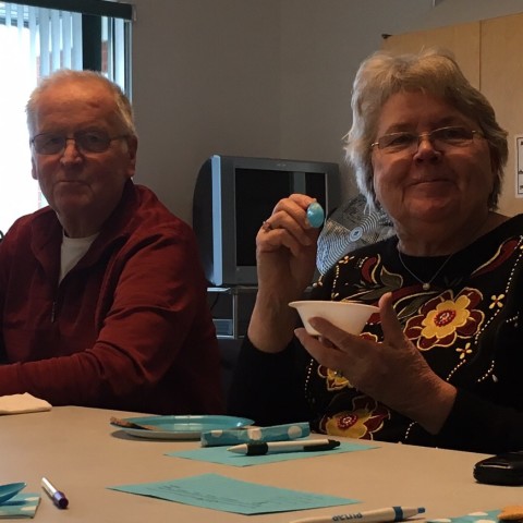 Smiles  of satisfaction for the Beef Barley soup