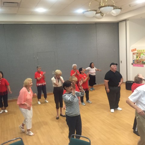 Enjoying Line Dance Practice Class