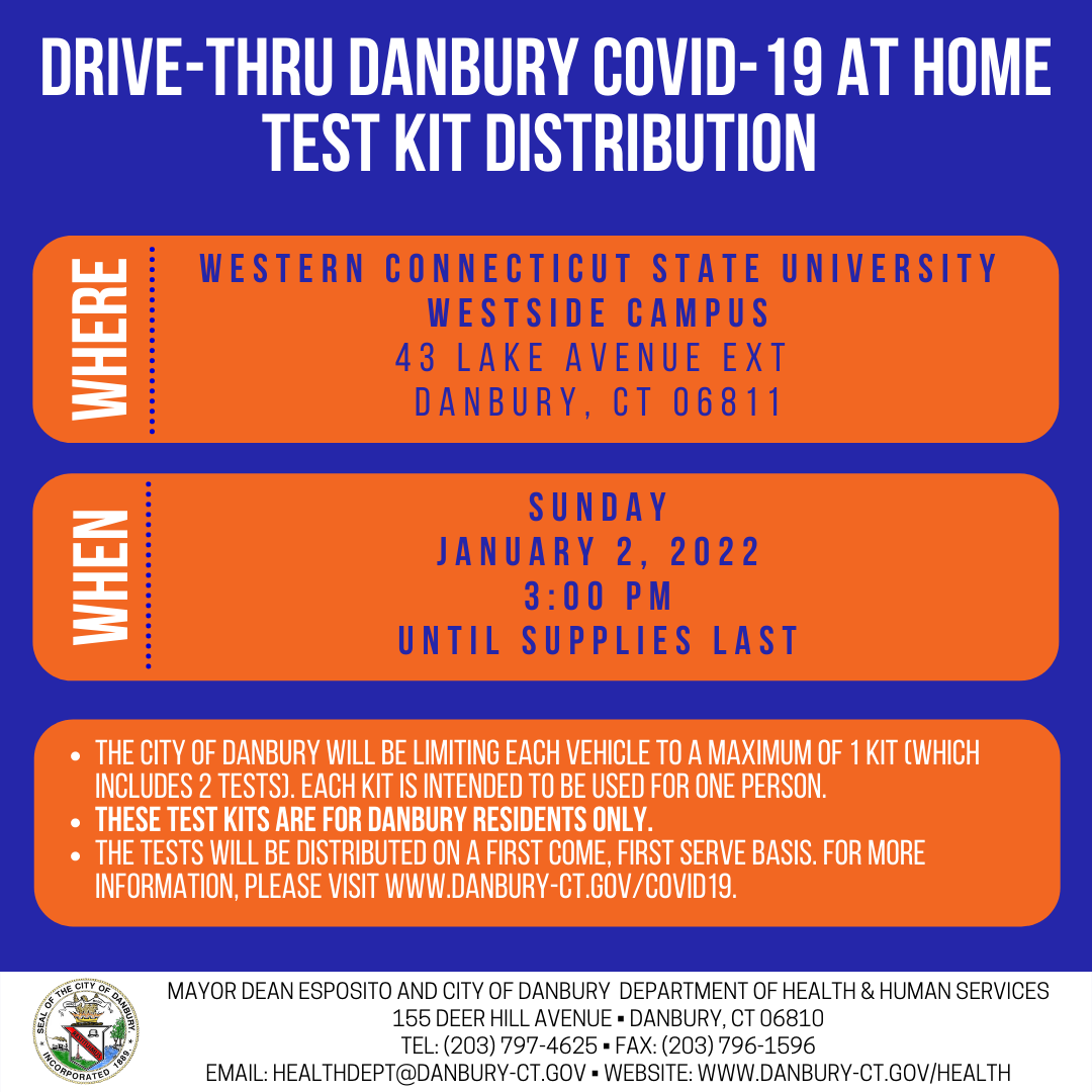 Danbury DriveThru COVID19 at Home Test Kit Distribution Sunday