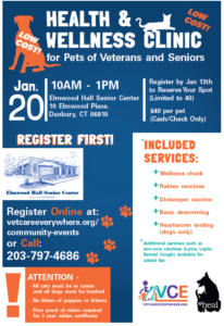 Pet Health and Wellness Veterinary Clinic for Seniors Age 60 Plus and Veterans of all Ages @ Elmwood Hall - Danbury Senior Center | Danbury | Connecticut | United States