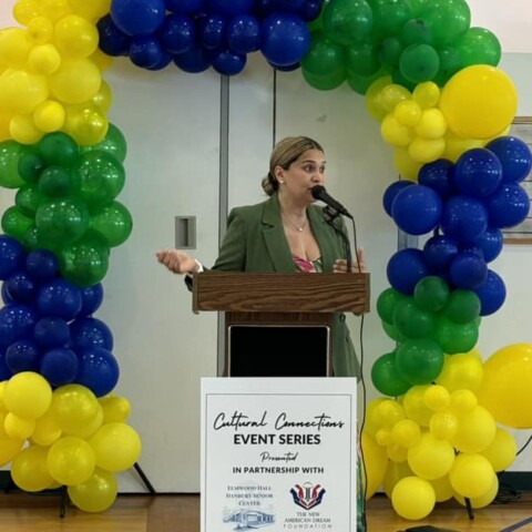 Emanuela Palmares  from The new American Dream Foundation speaking about Brazil at our celebration