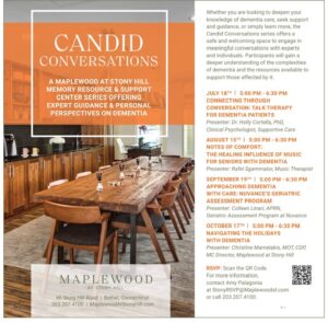 CANDID CONVERSATIONS - AN ONGOING SERIES ABOUT DEMENTIA - MAPLEWOOD AT STONY HILL @ Maplewood Stony Hill | Brookfield | Connecticut | United States